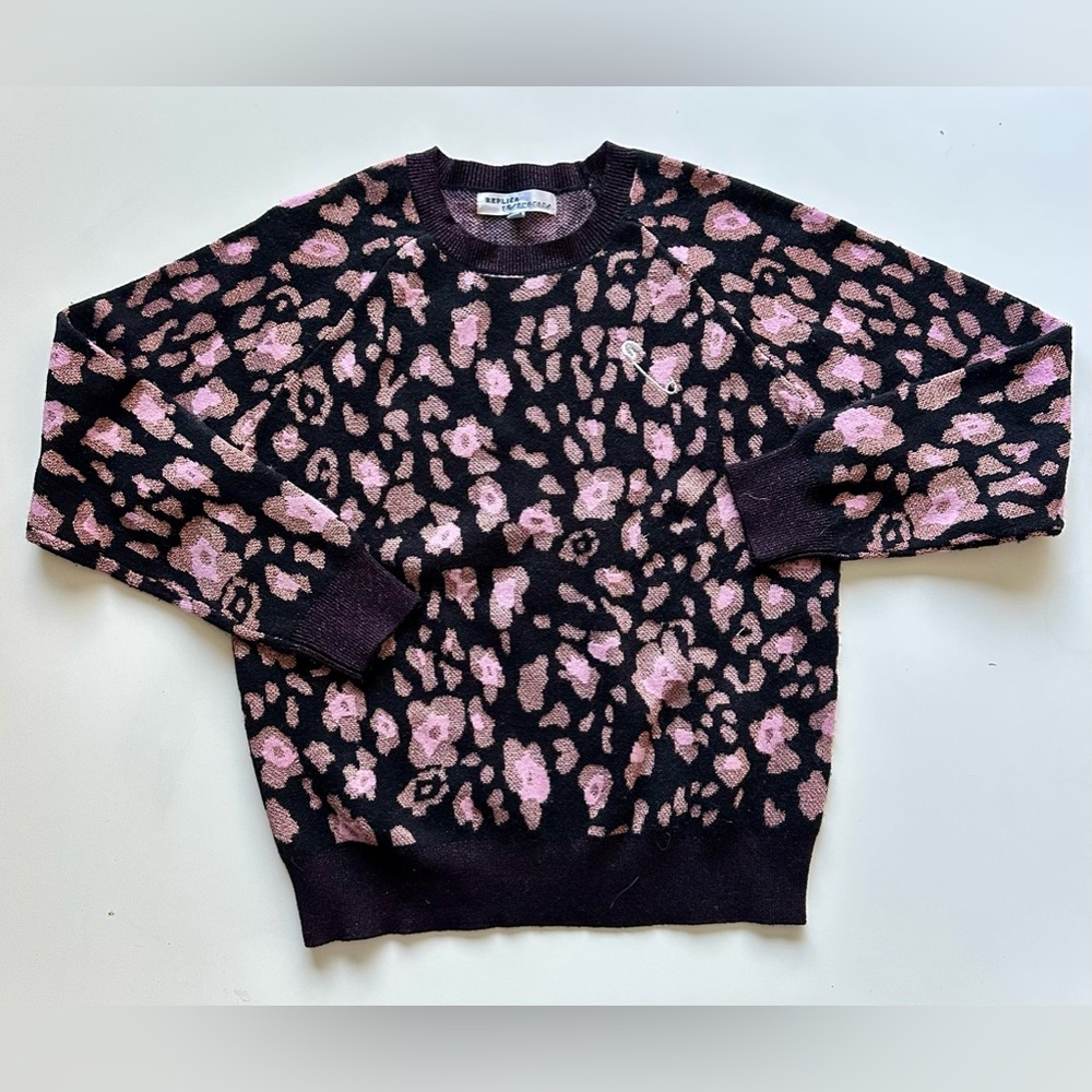 Replica Los Angeles Metallic Leopard-Print Sweater. Size S